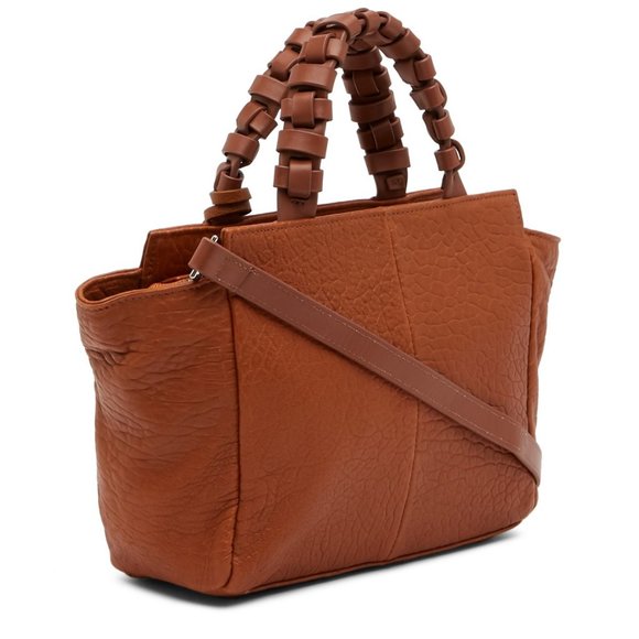 SOLD********CHRISTOPHER KON Tassel Shoulder Handbag Textured Leather NEW Cognac - Picture 2 of 9